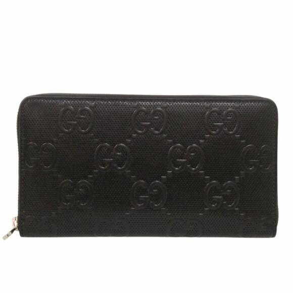 Like new Gucci Zip Around Organizer 625563 GG embossed leather black long wal...